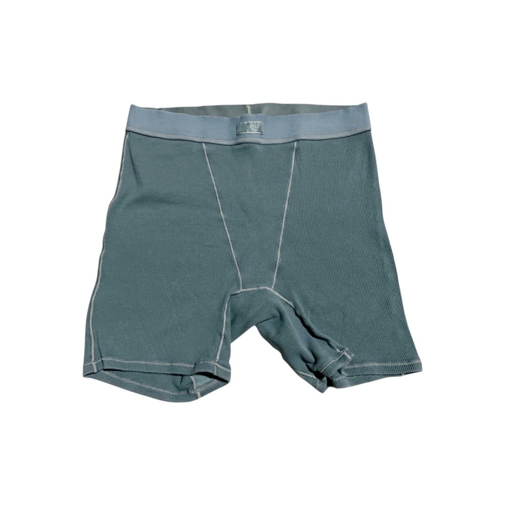 Skims Cotton Rib Boxer Shorts Teal Blue Green Lounge Sleep Underwear Small